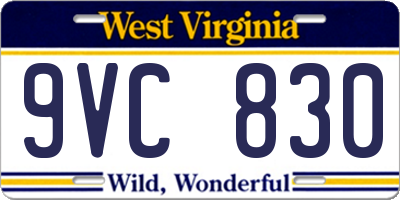 WV license plate 9VC830
