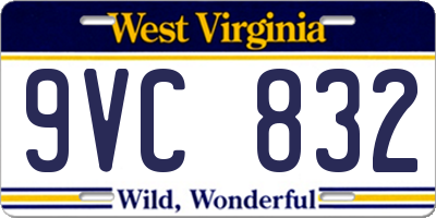 WV license plate 9VC832