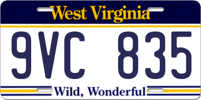 WV license plate 9VC835