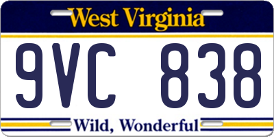 WV license plate 9VC838