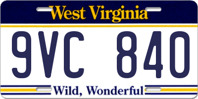 WV license plate 9VC840