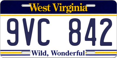 WV license plate 9VC842