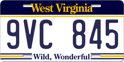 WV license plate 9VC845
