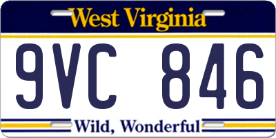 WV license plate 9VC846