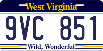 WV license plate 9VC851