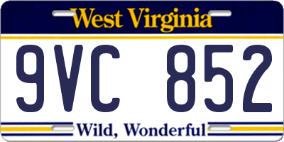 WV license plate 9VC852