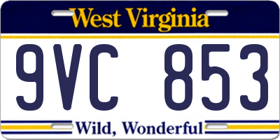 WV license plate 9VC853