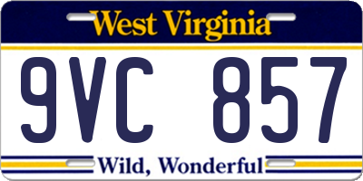 WV license plate 9VC857