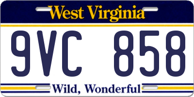 WV license plate 9VC858