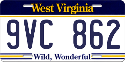 WV license plate 9VC862