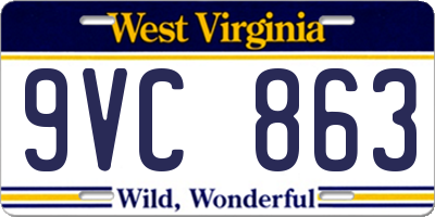 WV license plate 9VC863