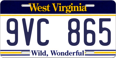 WV license plate 9VC865