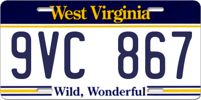 WV license plate 9VC867