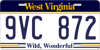 WV license plate 9VC872