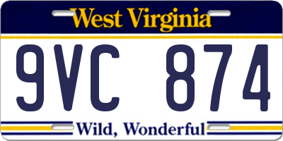 WV license plate 9VC874