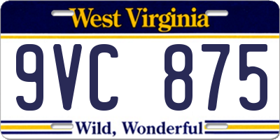 WV license plate 9VC875