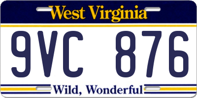 WV license plate 9VC876
