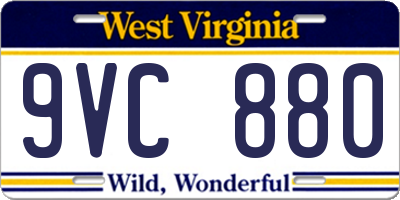 WV license plate 9VC880