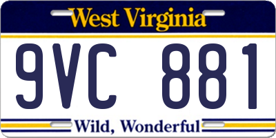 WV license plate 9VC881