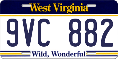 WV license plate 9VC882