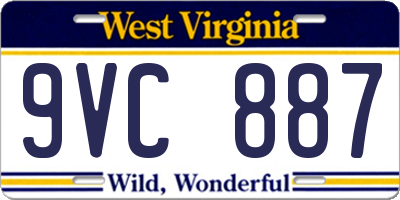 WV license plate 9VC887
