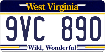 WV license plate 9VC890