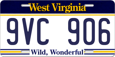 WV license plate 9VC906