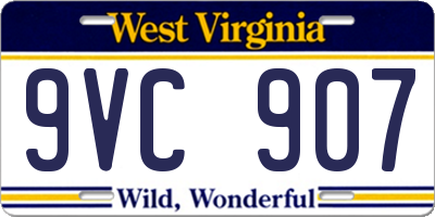 WV license plate 9VC907