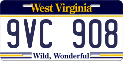 WV license plate 9VC908