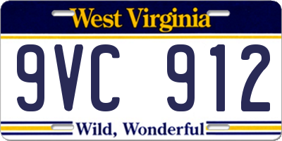 WV license plate 9VC912