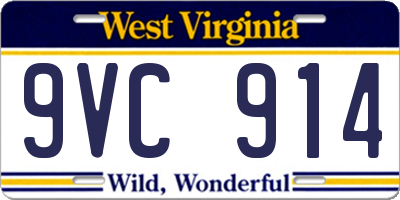 WV license plate 9VC914