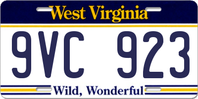 WV license plate 9VC923