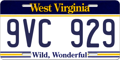 WV license plate 9VC929