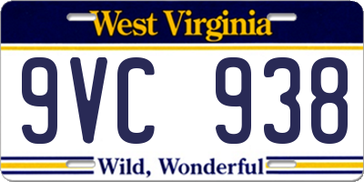 WV license plate 9VC938