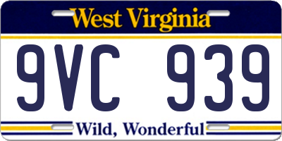 WV license plate 9VC939