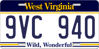 WV license plate 9VC940