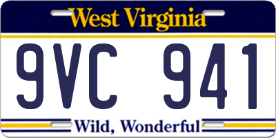 WV license plate 9VC941