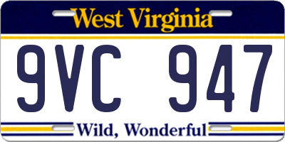 WV license plate 9VC947