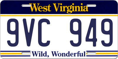 WV license plate 9VC949