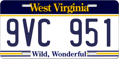 WV license plate 9VC951