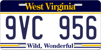 WV license plate 9VC956