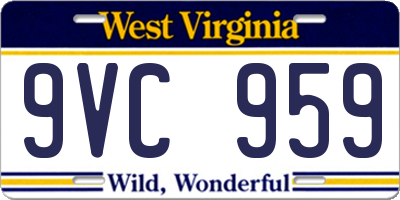 WV license plate 9VC959
