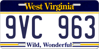 WV license plate 9VC963