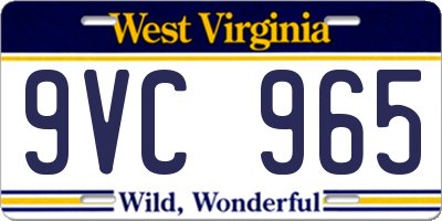 WV license plate 9VC965