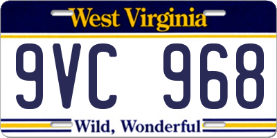 WV license plate 9VC968