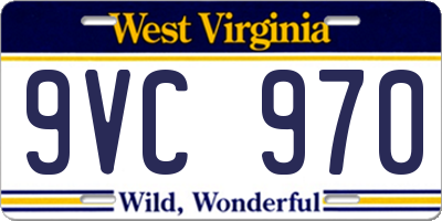 WV license plate 9VC970