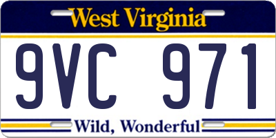 WV license plate 9VC971