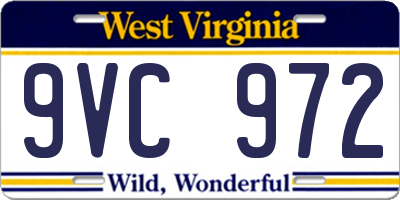 WV license plate 9VC972