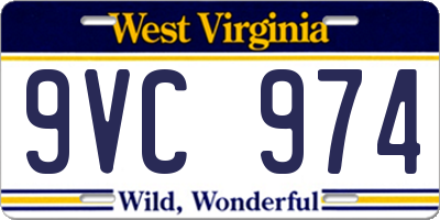 WV license plate 9VC974