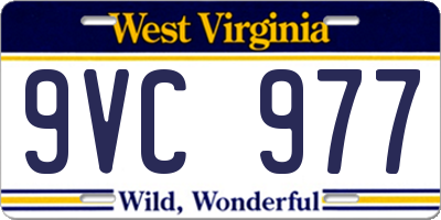 WV license plate 9VC977